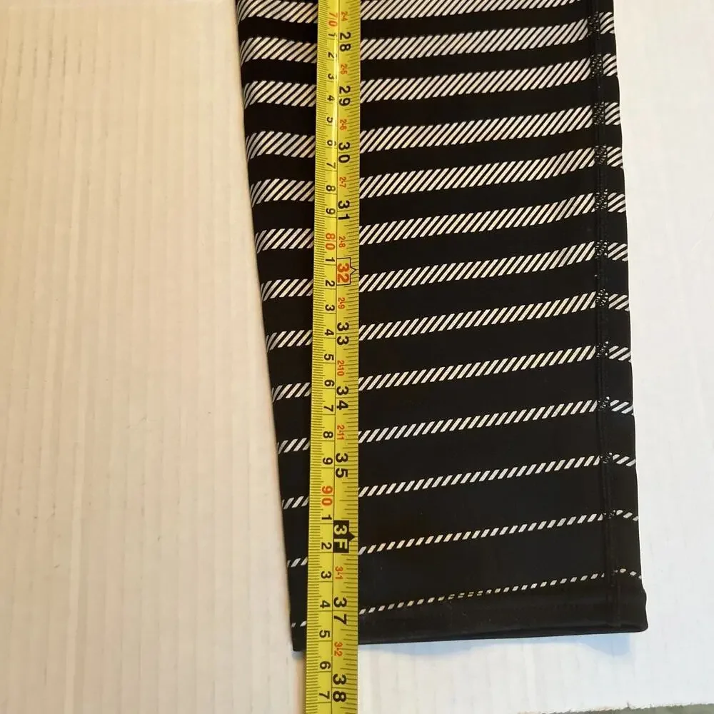 Athleta Sz XL Striped Tight Leggings Silver Black Women's/See details GOOD